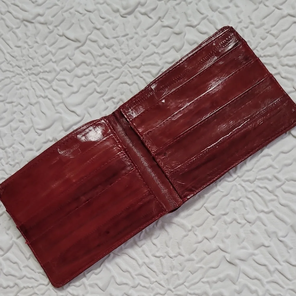 Genuine Eel Skin Soft Slim Leather Bifold Wallet Unisex